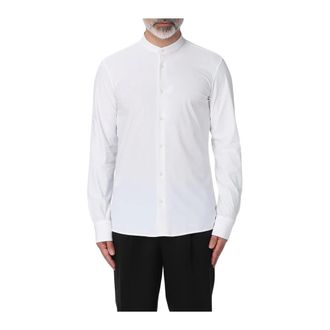 HUGO BOSS Casual Shirts, male, White, 2XL, White Mandarin Collar Boss Shirt