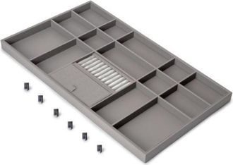 Emuca Emuca Caj&oacute;n Organizador Para Armarios Y Vestidores Quartz, 740 (m90), Piel Ecol&oacute;gica Y Madera, Titanio