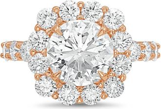 Diana M. Jewels 18kt rose gold 15.00cts Lab-Grown Round Diamond Halo Ring with Diamond Band