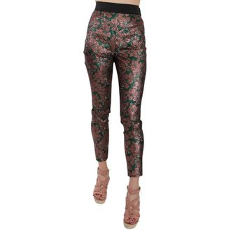 Dolce & Gabbana Multicolor Designer Broek Elegant Stijl - Dames - Slim Fit Broeken - Veelkleurig - 2XS - Polyester - Broeken