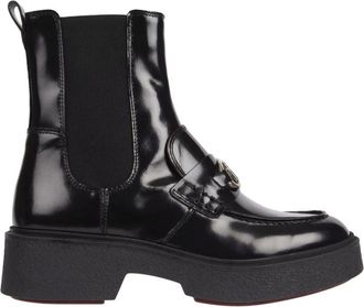 Tommy Hilfiger Zwarte Loafer Enkellaarsjes - Dames - Chelseaboots - Zwart - 38 EU - Leer - Schoenen