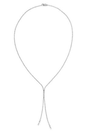 Lana Jewelry 14K Gold Skinny Tennis Y-Necklace in White at Nordstrom, Size 15