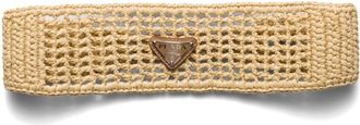 Prada crochet hairband - women - Fabric/Steel/Enamel - One Size - Neutrals