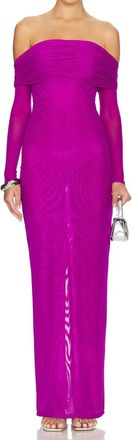 Bronx and Banco Monica Off The Shoulder Gown In Fuchsia