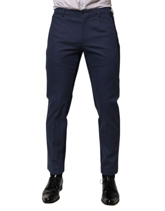 Dolce & Gabbana Blue Cotton Tapered Men Formal Trousers Mens Pants