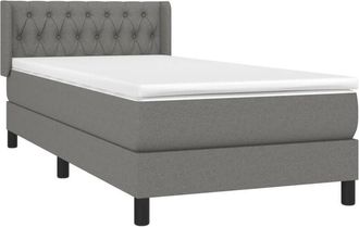 vidaXL Cama Box Spring Con Colch&oacute;n Tela Gris Oscuro 90x190 Cm Vidaxl