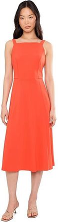 Calvin Klein Scuba Crepe Square Neck A-Line Dress Womens Dress Ginger : 10, Polyester/Spandex