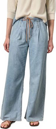 Lilla P Cotton Denim Pant In Blue