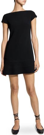 Theory Bateau Neck Tiered Minidress in Black at Nordstrom, Size 10
