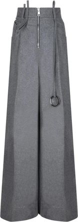 The Attico Wollen broek met wijde pijpen - Dames - Wijde Broeken - Grijs - 2XS - Wol - Broeken