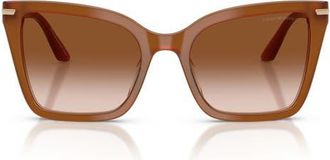 Emporio Armani 53mm Gradient Square Sunglasses in Shiny Tobacco /Brown Gradient at Nordstrom