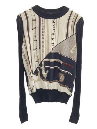 Herm&egrave;s 2000s patterned silk shirt - women - Silk - 34 - Blue