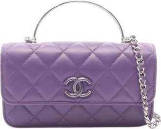 Chanel Pre-owned Leather chanel-bags - Dames - Vintage Mini Tas - Paars - ONE Size - Vintage