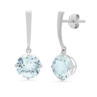 MAX + STONE 14k Yellow or White Gold 8mm Solitaire Gemstone Round Drop Dangle Earrings
