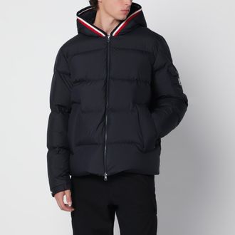 Moncler Piumino corto Lacfroid in poliestere blu navy con cappuccio