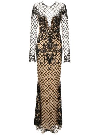 Zuhair Murad bead-detail cut-out dress - Neutrals
