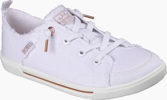 Skechers Womens Skechers Womens B Cute 2.0 Frayed Canvas Trainers - White - Size: 6.5