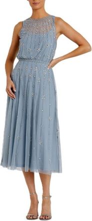 Mac Duggal High Neck Sleeveless Embelished A Line Dress in Powder Blue at Nordstrom, Size 14