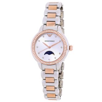 Emporio Armani Mia Quartz Moon Phase Crystal Silver Dial Ladies Watch AR11567