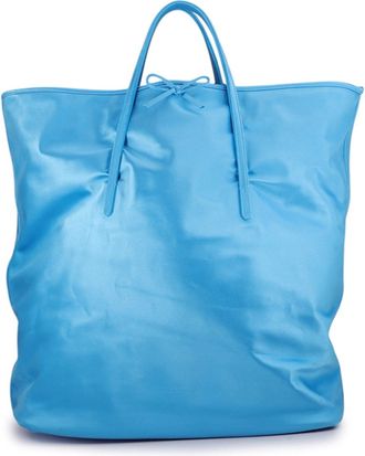 Balenciaga Blue Satin Leather Handbag Tote Bag (Pre-Owned)