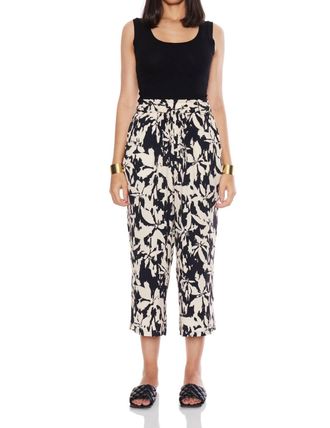 Velvet Heart Claudette Floral Cropped Palazzo Pants In Black / Cream