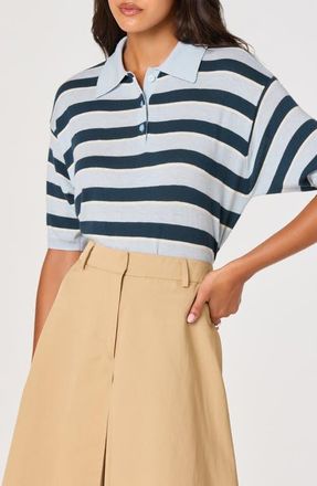 ASTR the Label Scottie Stripe Knit Polo in Blue Stripe at Nordstrom, Size Medium