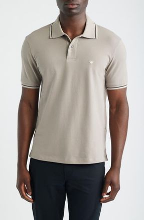 Emporio Armani Tipped Cotton Polo Shirt in Beige Multi at Nordstrom, Size Xx-Large