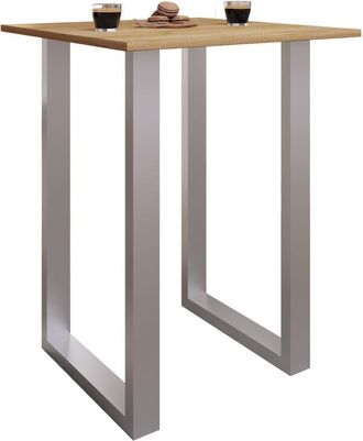 ebuy24 Tavolo da bar vcm Tresen Tavolo in piedi Tavolo alto Tavolo da scrivania barba - Xona 80x50 cm (Argento / Rovere Sonoma)
