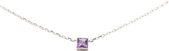 Gucci Pre-owned Womens 18k White Gold Amethyst Square Pendant Necklace - Purple Metal - One Size