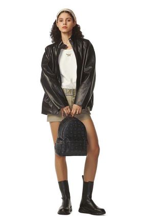 MCM Stark Side Studs Backpack in Visetos in Black at Nordstrom