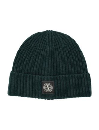 Stone Island Dark Green Logo Beanie Cap