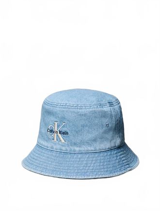 Calvin Klein Mens Denim Signature Logo Bucket Hat In Vintage Denim