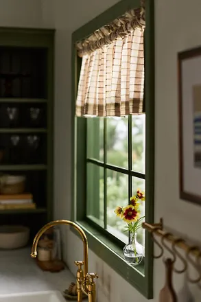 Anthropologie Cotton Woven Stripe Valance Curtain