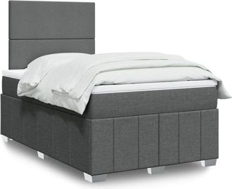 vidaXL Cama Box Spring Con Colch&oacute;n Tela Gris Oscuro 120x190 Cm Vidaxl