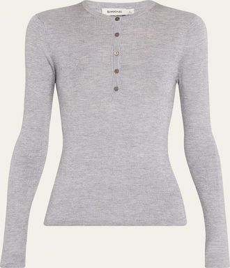 SIMKHAI Giorgia Silk and Cashmere Henley Top