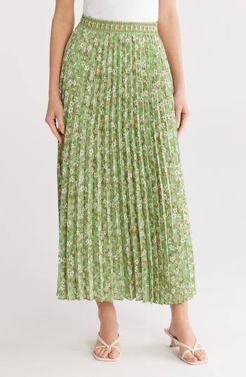 Max Studio Pleated Maxi Skirt in Green Meadow at Nordstrom Rack