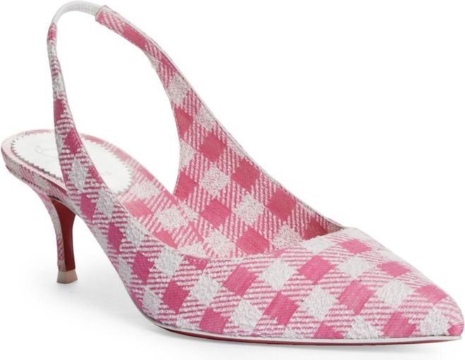 Kate Gingham Pointed Toe 55mm Slingback Pump Size 41.5