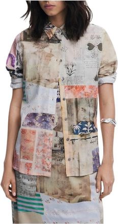 Desigual Photo Postal Shirt met Lange Mouwen - Dames - Overhemden - Veelkleurig - L - Katoen - Overhemden