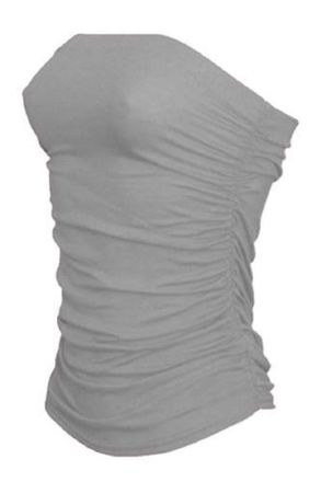 Generic New Ladies Womens Side Ruched Strappless Boobtube Bandeau Bra Crop Top Plus Size 8-26 (XL (16-18 UK), Grey)