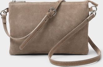 Simons Womens Minimalist suede crossbody bag Exclusive collection from Italy