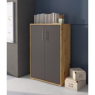 Dmora Armario Multiuso 2 Puertas Parabita, 4 Estantes, Apertura Abatible, 2 Puertas, 78.5x118h Cm Marr&oacute;n Roble