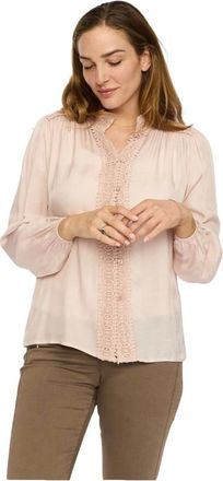 2-Biz Overhemden, Dames, Roze, M, Elegante Roze Blouse met Geborduurde Details
