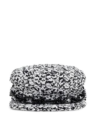 Balmain chain-detail tweed beret - Grey