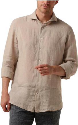 Profuomo Heren, Overhemden, Beige, Maat: 4XL Linnen