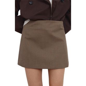 Mango Houndstooth A-Line Miniskirt in Brown at Nordstrom, Size 10