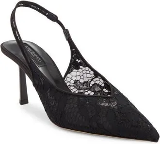 Tony Bianco Breeze Slingback Pointed Toe Pump in Black Brocade at Nordstrom, Size 9.5