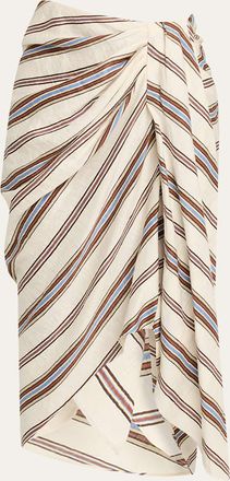 A.L.C. Rhodes Draped Linen Midi Skirt