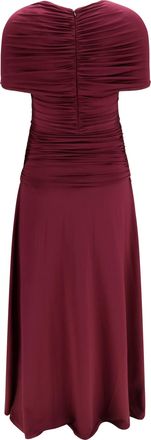 Self Portrait Womens Dress Ruched Midi Jersey Burgundy Viscose