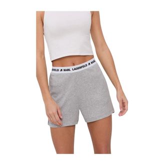 Karl Lagerfeld Korte Broeken, Dames, Grijs, S, Katoen, Pyjama Shorts