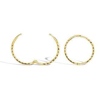 Jewelco London 9ct Gold Diamond Cut Hinged Sleeper 1mm Hoop Earrings 12mm